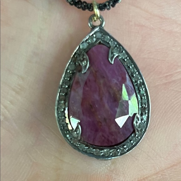 Julie Starr Dresner Pink Saphire and Black Diamond Pendant - Picture 11 of 14